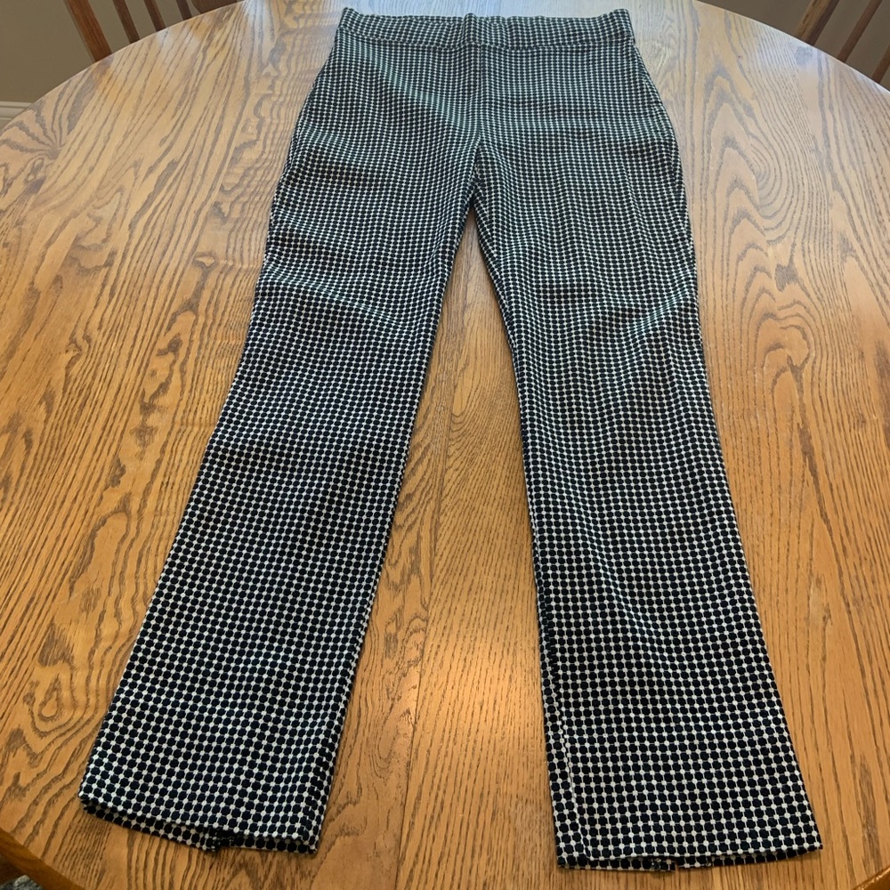 Joseph Ribkoff Print Stretch Pants Black White Sz 8 Geometric Easy Up Pull On